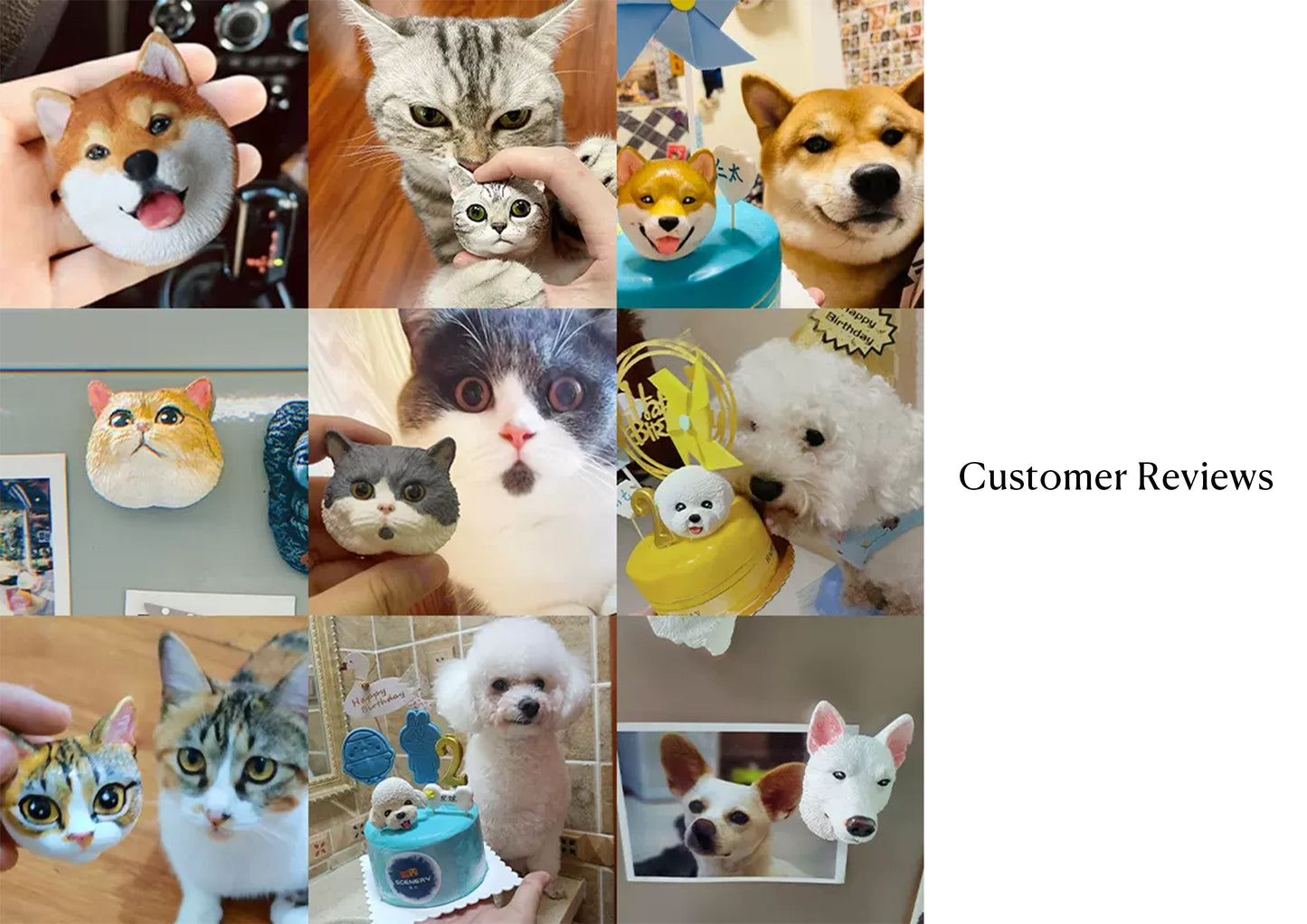 Custom Handmade Painted 3D Pet Portrait Fridge Magnet, Personalised Pet Plaster Portrait