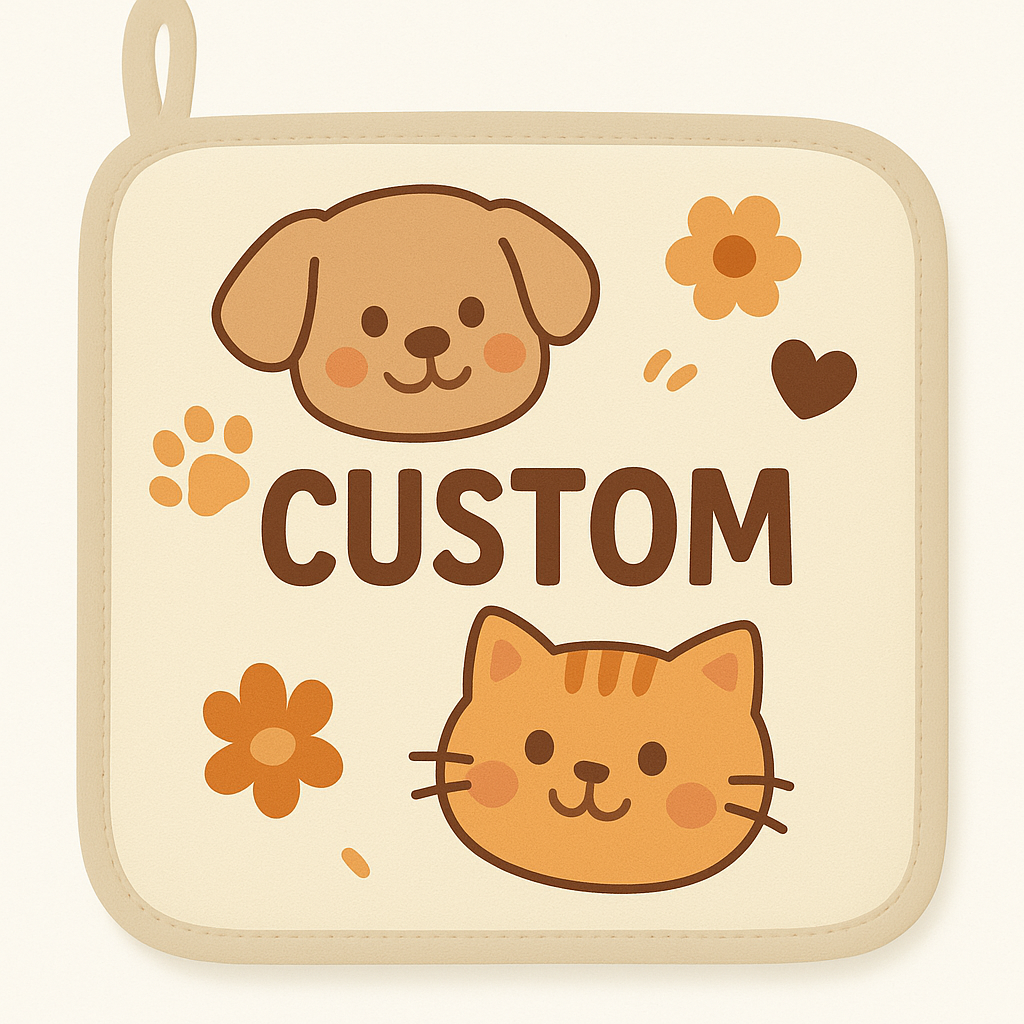 Custom Pet Pot Holders – 1 Pair of Insulated Heat Pads, Personalised with Your Pet’s Face, Perfect Gift for Dog & Cat Lovers