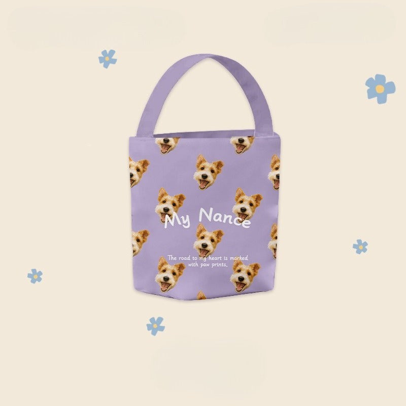 Personalised Pet Bucket Tote – Canvas Handbag with Custom Dog or Cat Design, Creative and Practical Gift Idea