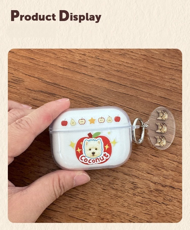Custom Pet Earbud Case Portrait and Name | Personalised Bluetooth Earphone Cover for Cat or Dog Lovers | Unique Gift Idea