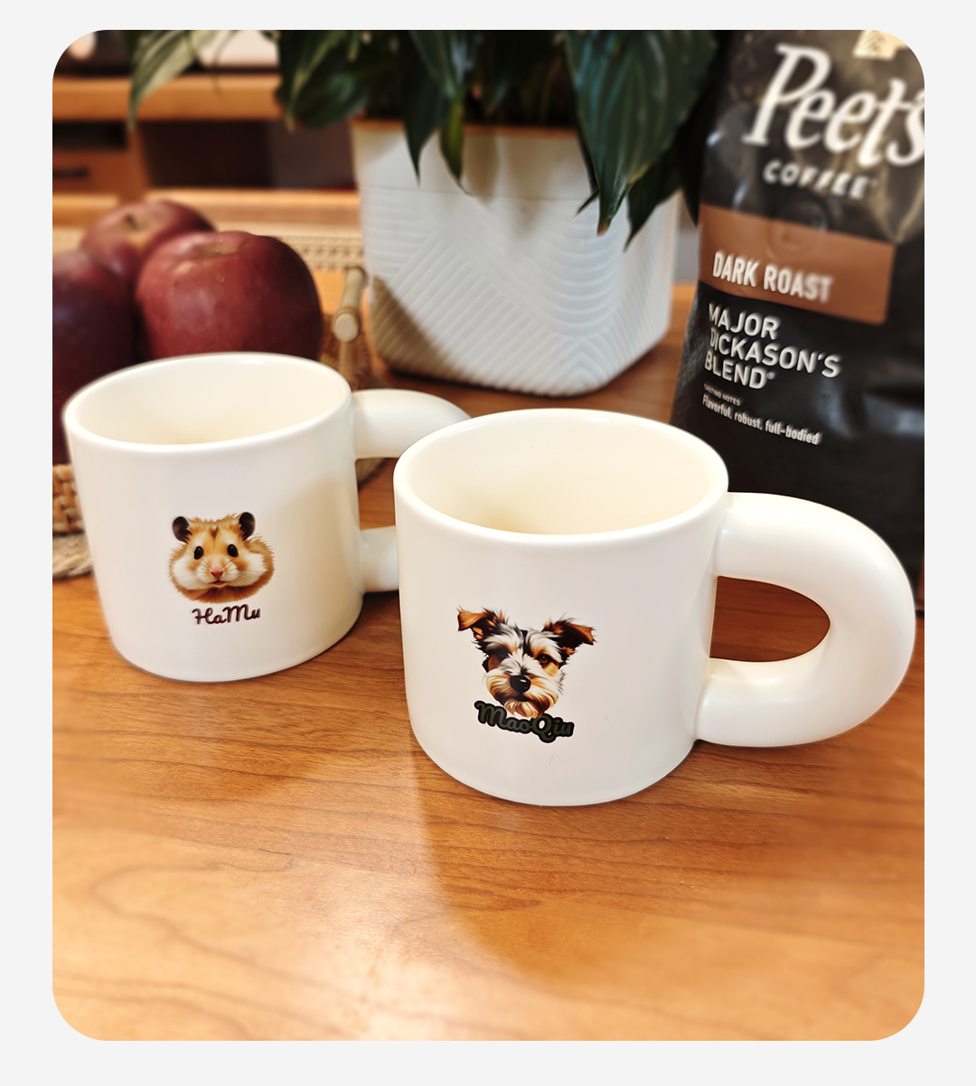 Personalised Pet Illustration Mug – Cute Custom Ceramic Cup with Dog, Cat, or Small Animal Face and Text – Great for Coffee, Tea or Cocoa