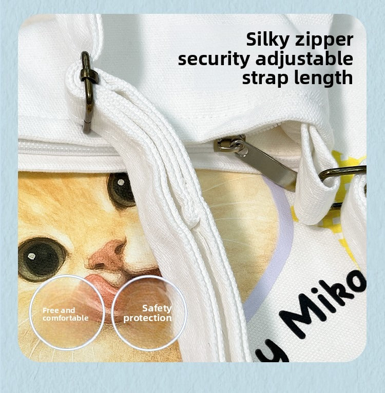 Personalised Pet Crossbody Canvas Bag – Stylish Custom Cat & Dog Print Tote, Creative Gift Idea for Animal Lovers