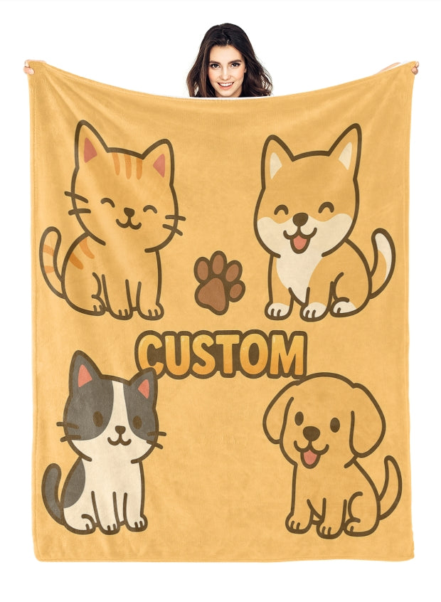 Custom Name Flannel Blanket – Super Soft Personalised Throw Blanket for Adults, Kids or Pets, Great for Birthdays, Holidays and Special Occasions