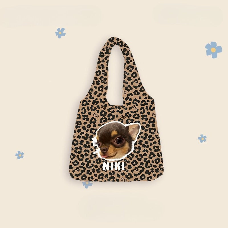 Personalised Pet Shoulder Bag – Custom Dog or Cat Portrait on Canvas Vest Tote, Great for Shopping or Gifting
