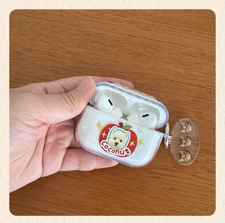 Custom Pet Earbud Case Portrait and Name | Personalised Bluetooth Earphone Cover for Cat or Dog Lovers | Unique Gift Idea