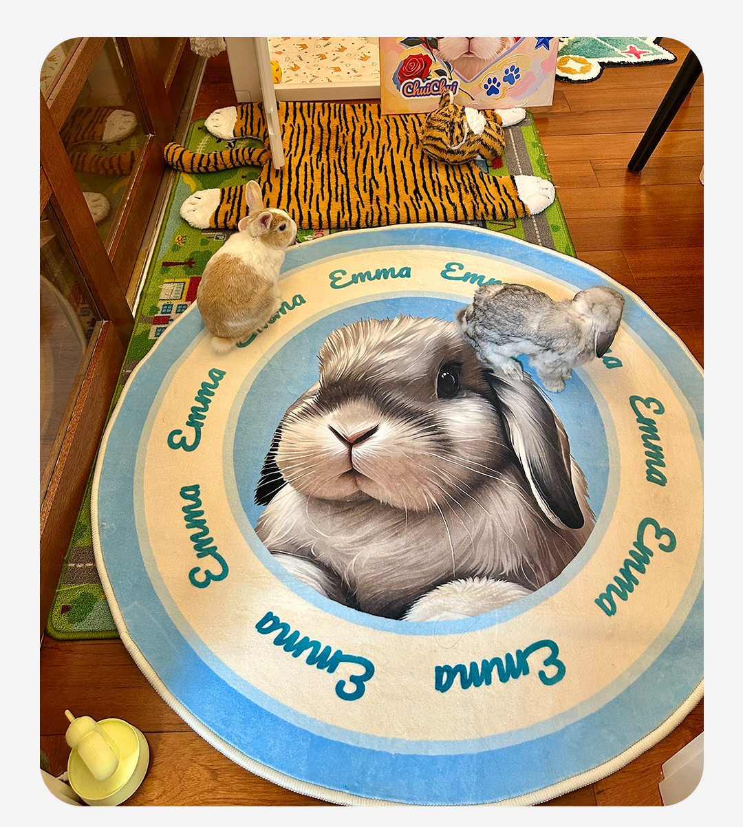 Personalised Pet Portrait Floor Mat – Soft Cartoon-Style Rug with Your Pet’s Face