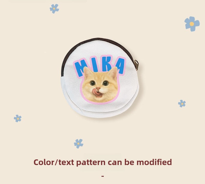 Custom Pet Coin Purse – Round Canvas Zipper Pouch with Your Pet’s Name or Photo | Cute Gift for Cat & Dog Lovers