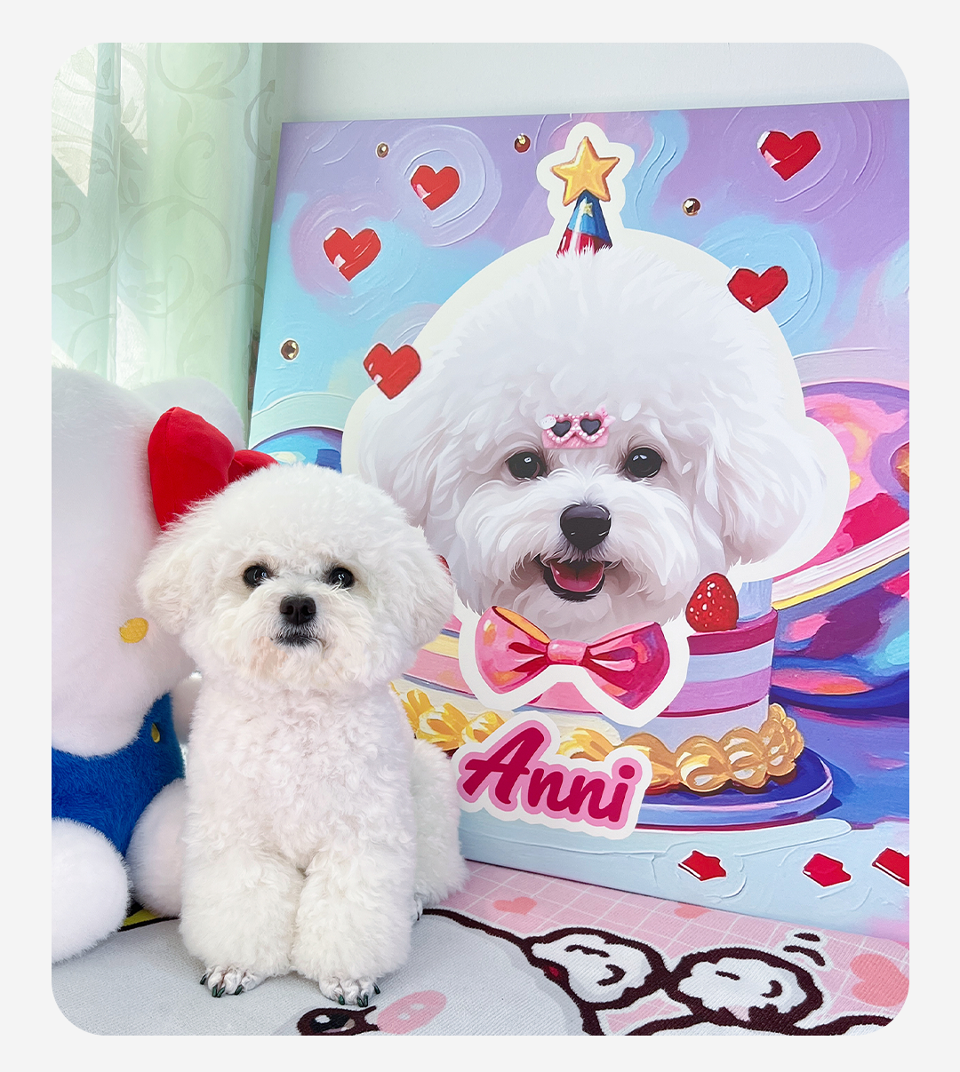 Personalised Pet Portrait Wall Art – Custom Dog Drawing with Name & Cosmic Background, Made-to-Order Decorative Artwork for Pet Parents