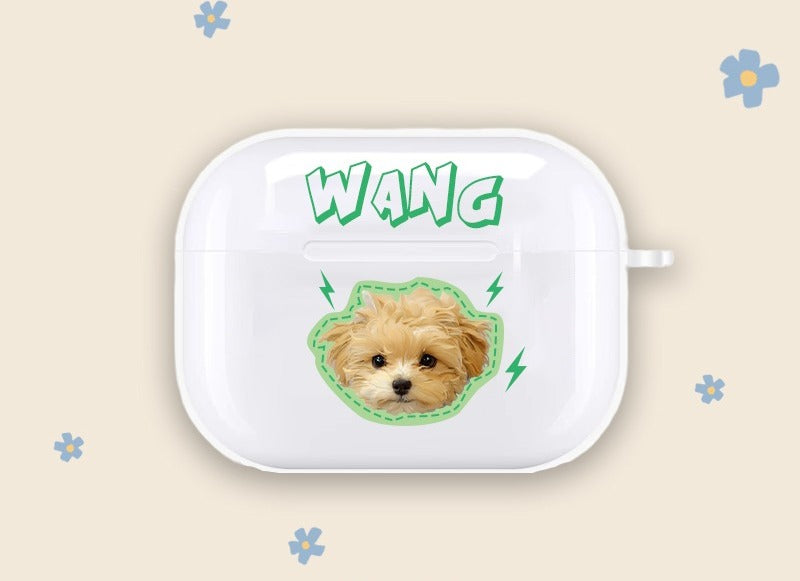 Custom Pet Earbud Case Portrait and Name | Personalised Bluetooth Earphone Cover for Cat or Dog Lovers | Unique Gift Idea