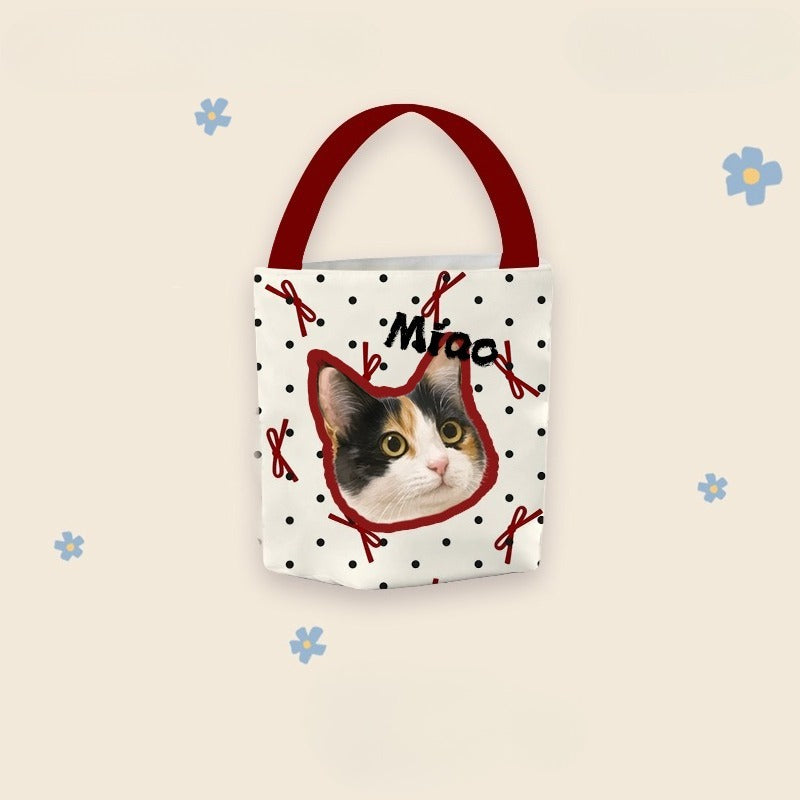 Personalised Pet Bucket Tote – Canvas Handbag with Custom Dog or Cat Design, Creative and Practical Gift Idea