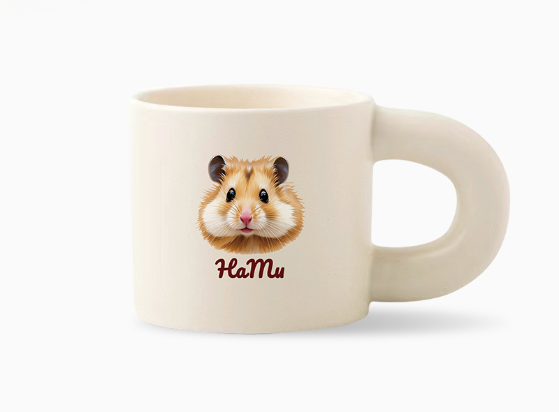 Personalised Pet Illustration Mug – Cute Custom Ceramic Cup with Dog, Cat, or Small Animal Face and Text – Great for Coffee, Tea or Cocoa