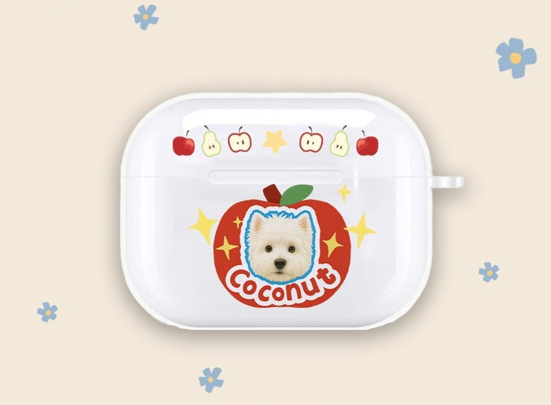 Custom Pet Earbud Case Portrait and Name | Personalised Bluetooth Earphone Cover for Cat or Dog Lovers | Unique Gift Idea