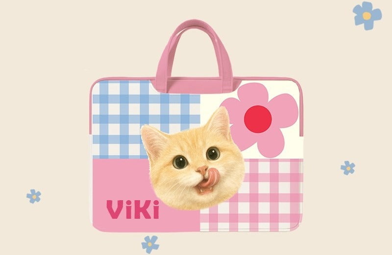 Personalised Pet Lover Laptop Sleeve with Custom Pet Illustration and Name | A Thoughtful Gift for Pet Owners, Perfect for Work, School or Travel