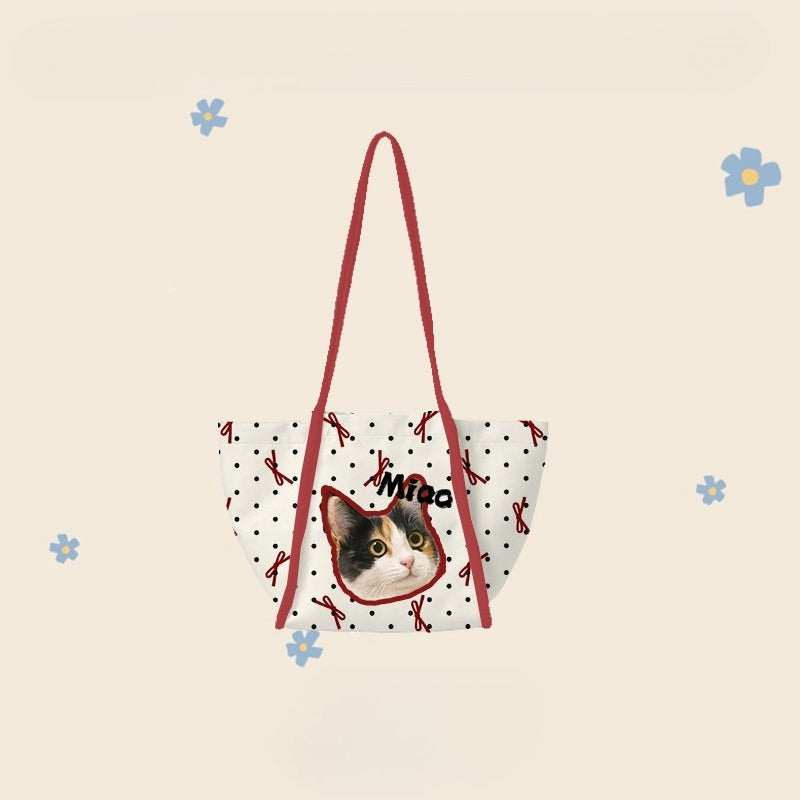Custom Pet Shoulder Tote – Personalised Cat or Dog Illustration Bag, Creative Birthday Gift for Animal Lovers