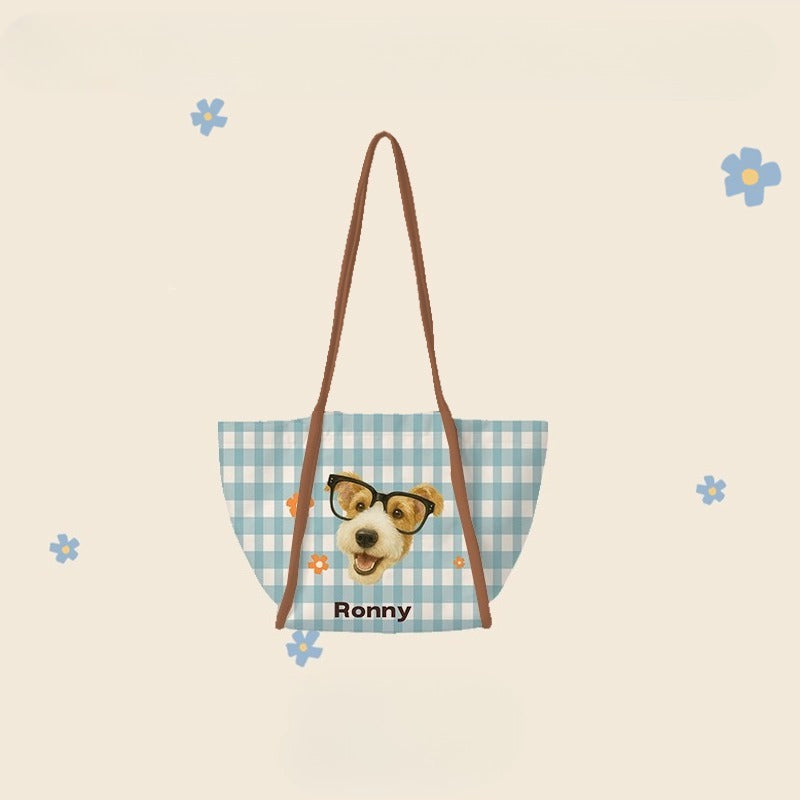 Custom Pet Shoulder Tote – Personalised Cat or Dog Illustration Bag, Creative Birthday Gift for Animal Lovers