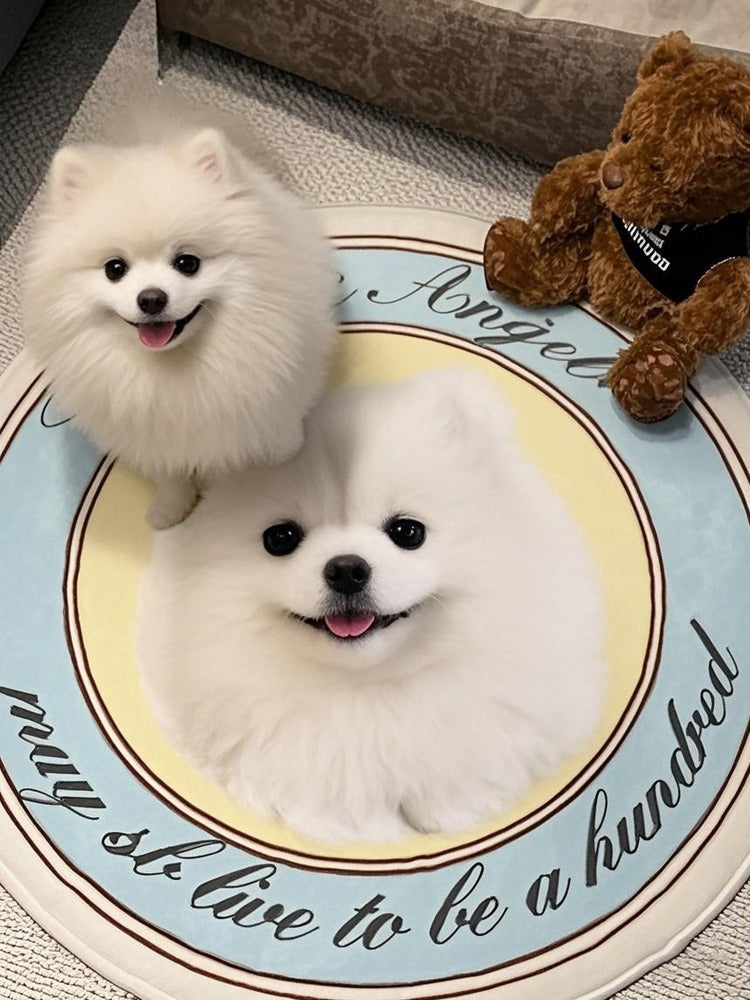 Personalised Pet Rug – Cute Round Carpet with Custom Pet Portrait, Fun and Fluffy Design for Cat & Dog Lovers