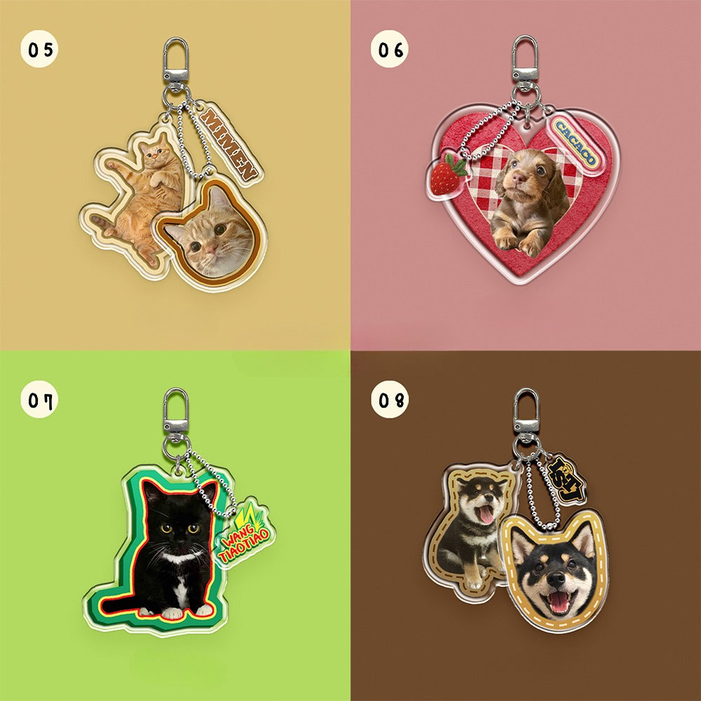 Personalised Pet Keychain with Epoxy Finish – Custom Dog or Cat Photo Charm with Fun Shapes