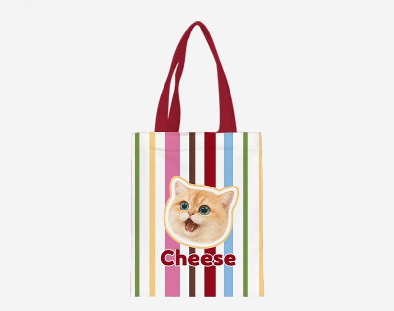 Personalised Pet Canvas Tote – Adorable Cat or Dog Face Print with Name, Customisable Gift Bag for Animal Lovers & Everyday Use
