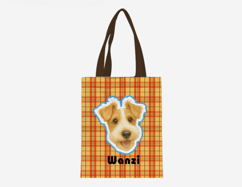 Personalised Pet Canvas Tote – Adorable Cat or Dog Face Print with Name, Customisable Gift Bag for Animal Lovers & Everyday Use