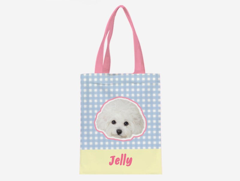 Personalised Pet Canvas Tote – Adorable Cat or Dog Face Print with Name, Customisable Gift Bag for Animal Lovers & Everyday Use