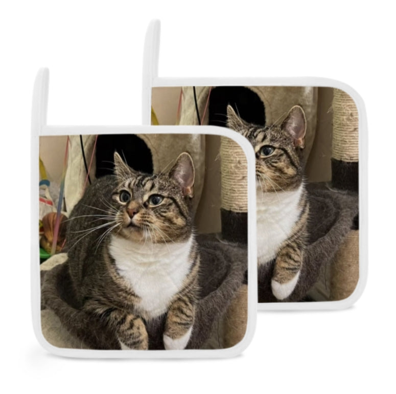 Custom Pet Pot Holders – 1 Pair of Insulated Heat Pads, Personalised with Your Pet’s Face, Perfect Gift for Dog & Cat Lovers