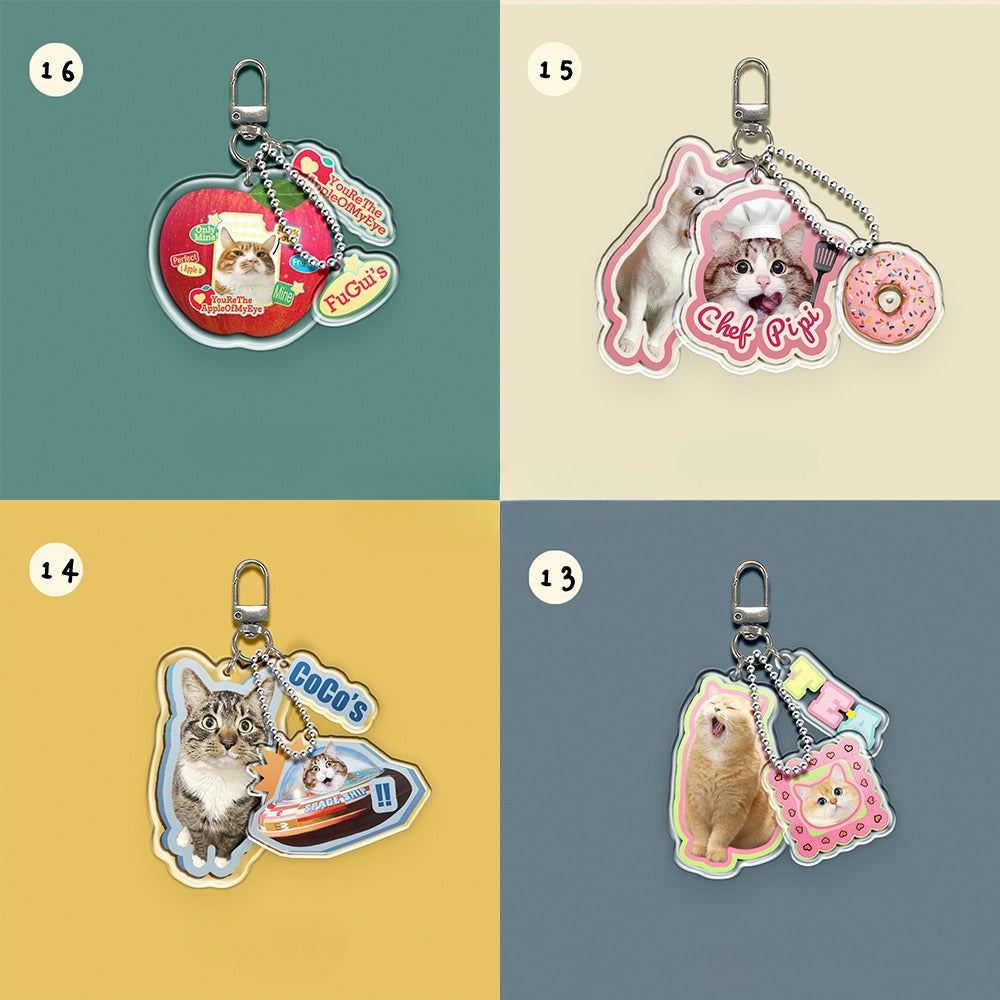 Personalised Pet Keychain with Epoxy Finish – Custom Dog or Cat Photo Charm with Fun Shapes