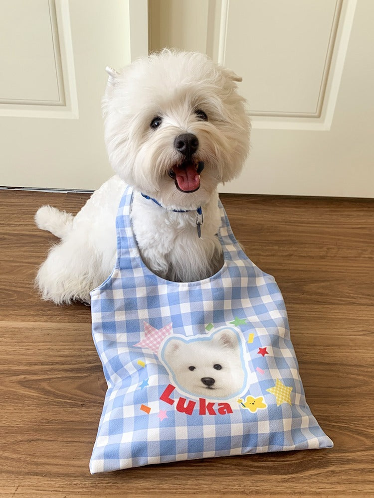 Personalised Pet Shoulder Bag – Custom Dog or Cat Portrait on Canvas Vest Tote, Great for Shopping or Gifting