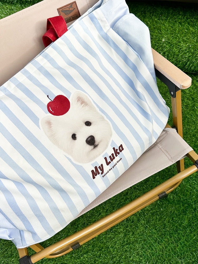 Custom Pet Tote Bag – Large Capacity Canvas Shoulder Bag with Dog Illustration, Perfect for Daily Use, Commuting, and Pet Lovers