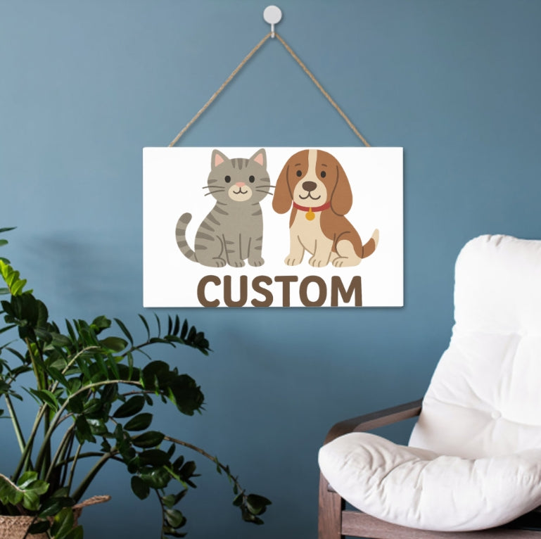 Custom Pet Hanging Decor – Cute Pet Wall Sign with Custom Name Option, Great for Home, Kennels, or Pet Memorial Areas