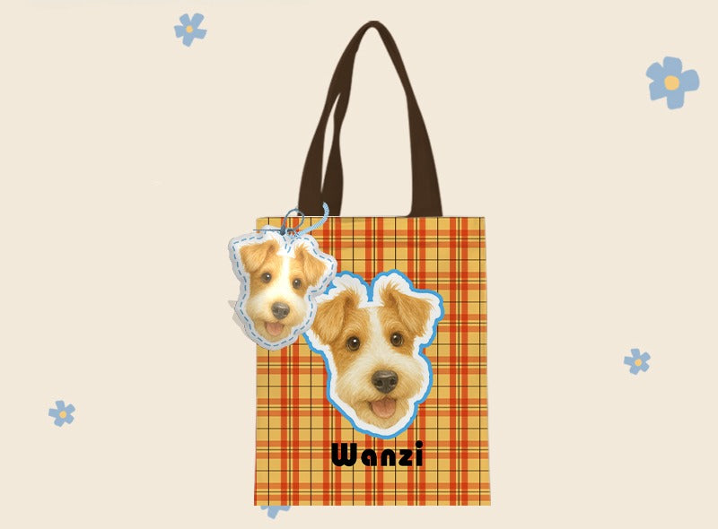 Personalised Pet Canvas Tote – Adorable Cat or Dog Face Print with Name, Customisable Gift Bag for Animal Lovers & Everyday Use
