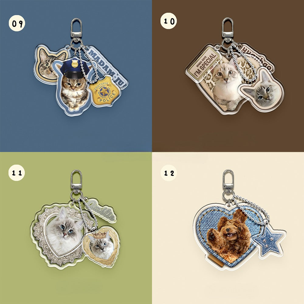 Personalised Pet Keychain with Epoxy Finish – Custom Dog or Cat Photo Charm with Fun Shapes