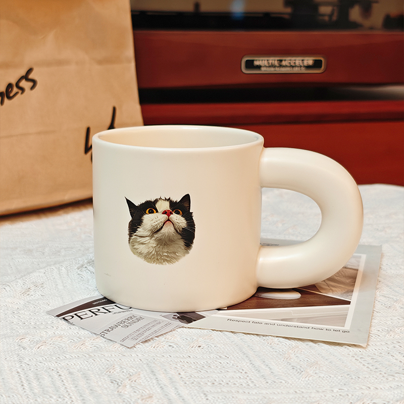 Personalised Pet Illustration Mug – Cute Custom Ceramic Cup with Dog, Cat, or Small Animal Face and Text – Great for Coffee, Tea or Cocoa