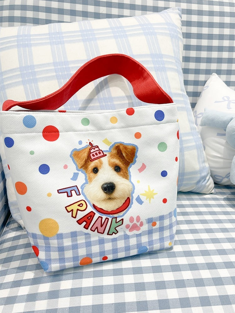 Personalised Pet Bucket Tote – Canvas Handbag with Custom Dog or Cat Design, Creative and Practical Gift Idea