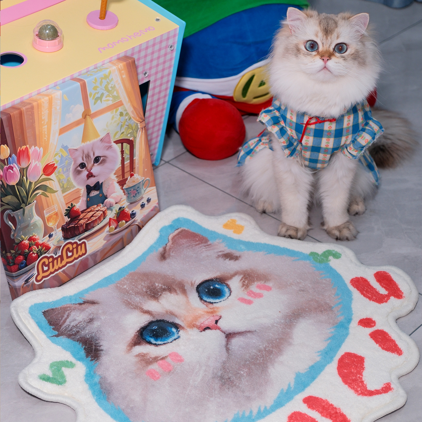 Personalised Pet Portrait Floor Mat – Soft Cartoon-Style Rug with Your Pet’s Face