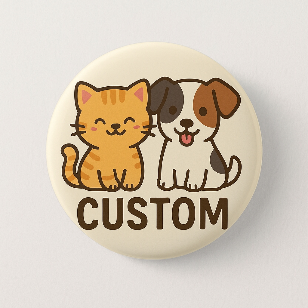 Custom Pet Badge – Personalised Round Pin Button with Cute Pet Design, Ideal for Backpacks, Jackets, or Gifts for Animal Lovers