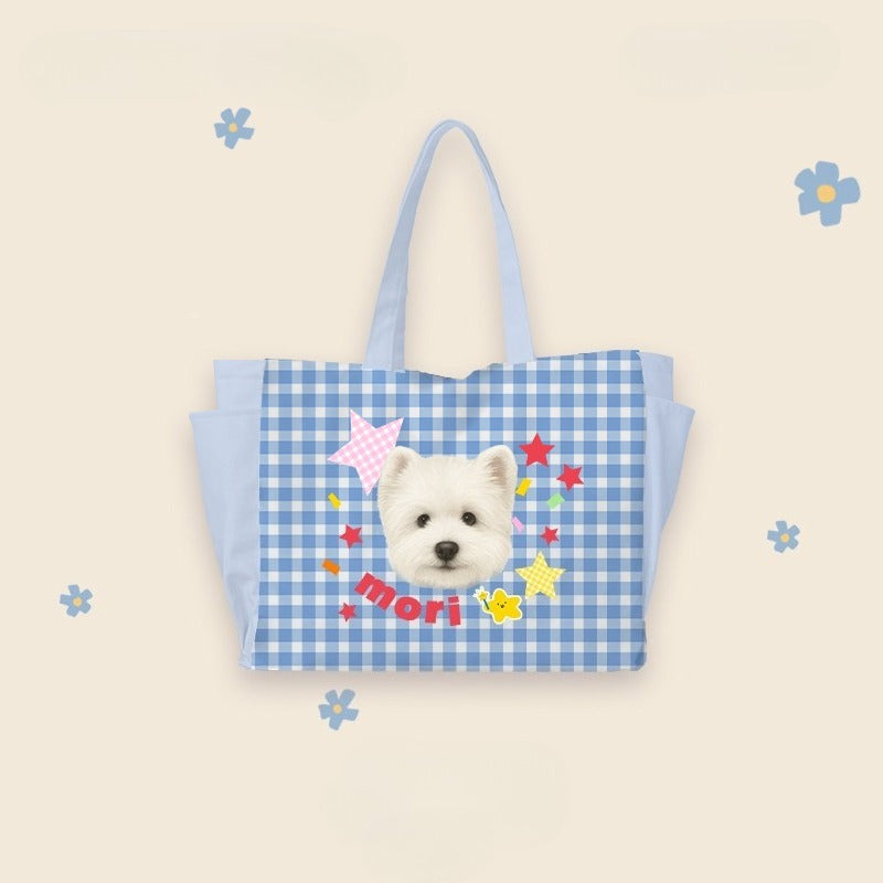 Custom Pet Tote Bag – Large Capacity Canvas Shoulder Bag with Dog Illustration, Perfect for Daily Use, Commuting, and Pet Lovers