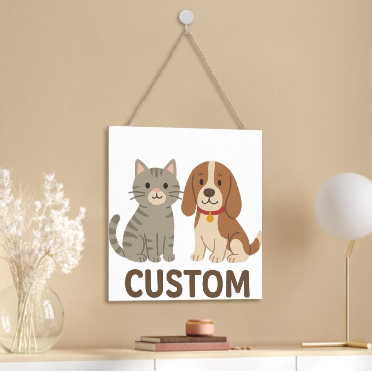 Custom Pet Hanging Decor – Cute Pet Wall Sign with Custom Name Option, Great for Home, Kennels, or Pet Memorial Areas