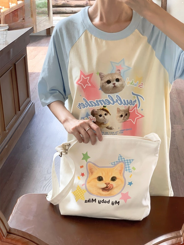 Personalised Pet Crossbody Canvas Bag – Stylish Custom Cat & Dog Print Tote, Creative Gift Idea for Animal Lovers