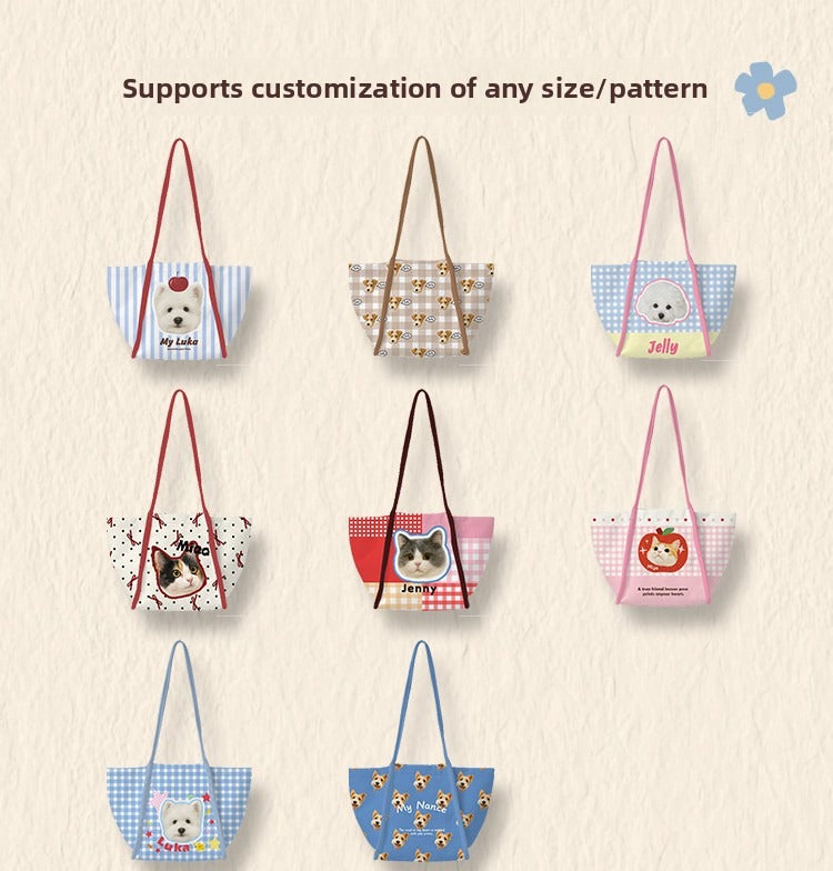 Custom Pet Shoulder Tote – Personalised Cat or Dog Illustration Bag, Creative Birthday Gift for Animal Lovers