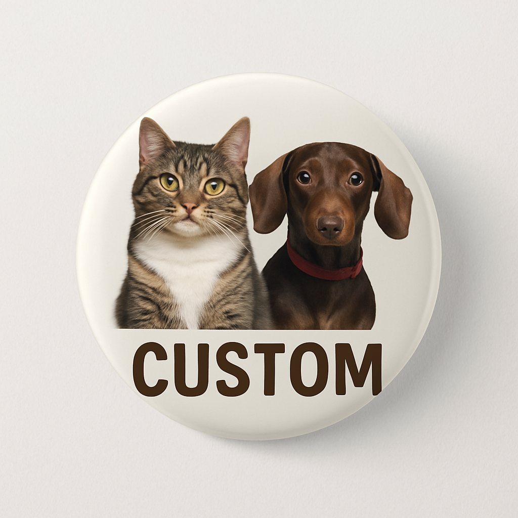Custom Pet Badge – Personalised Round Pin Button with Cute Pet Design, Ideal for Backpacks, Jackets, or Gifts for Animal Lovers