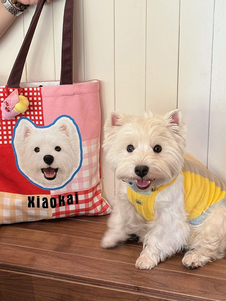 Personalised Pet Canvas Tote – Adorable Cat or Dog Face Print with Name, Customisable Gift Bag for Animal Lovers & Everyday Use