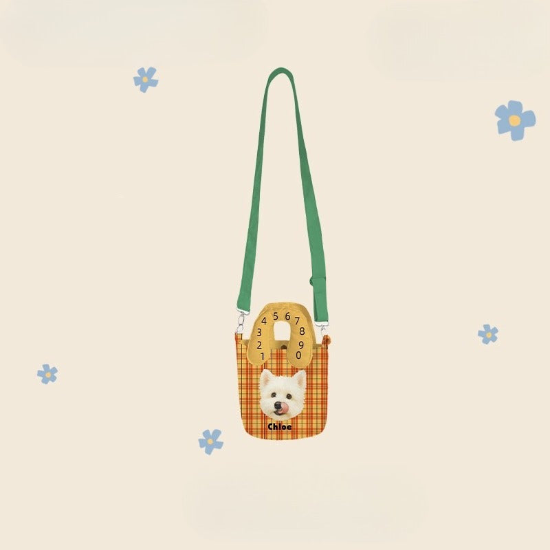 Custom Pet Portrait Crossbody Tote – Stylish Canvas Bag with Dog or Cat Design, Ideal for Walks, Errands, and Creative Gifts
