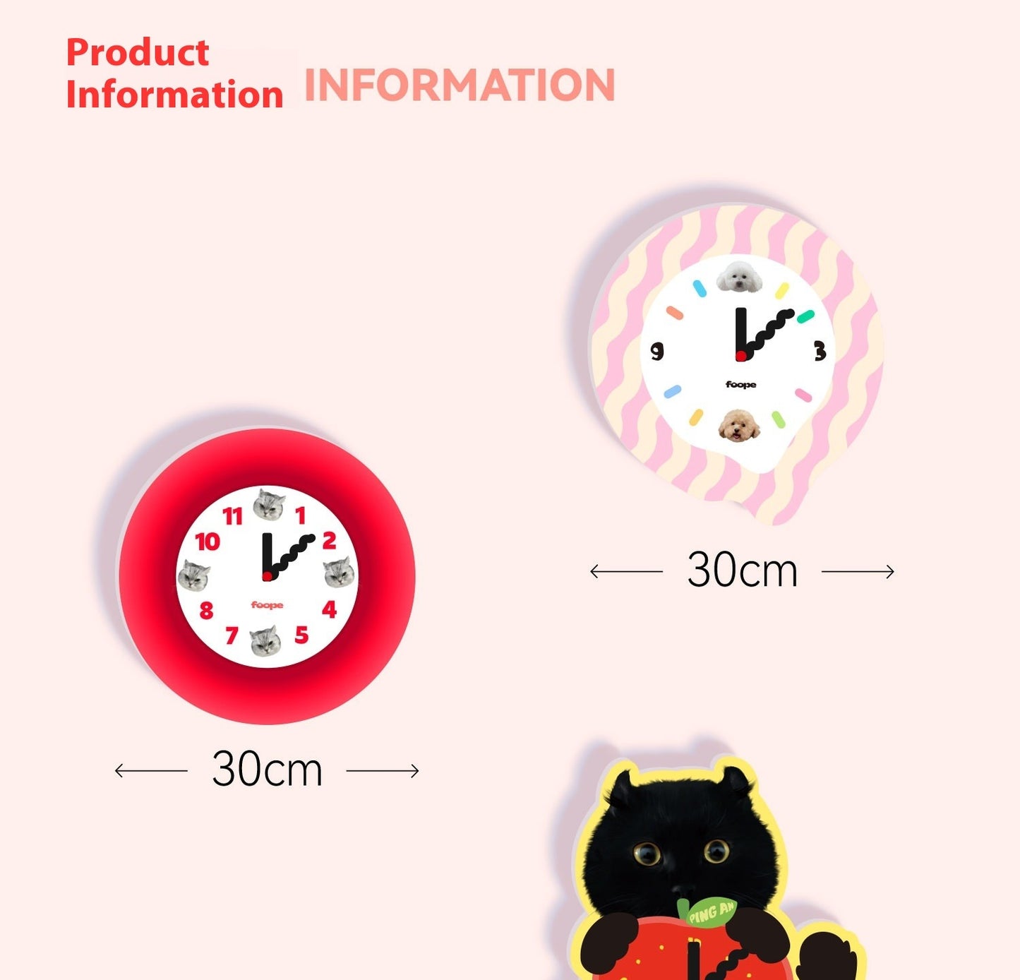 Personalised Acrylic Pet Photo Clock – Custom Cute Wall Clock with Your Cat or Dog’s Face, Perfect Gift for Pet Lovers