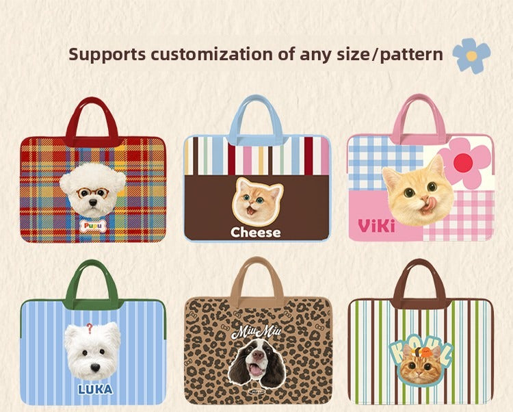 Personalised Pet Lover Laptop Sleeve with Custom Pet Illustration and Name | A Thoughtful Gift for Pet Owners, Perfect for Work, School or Travel