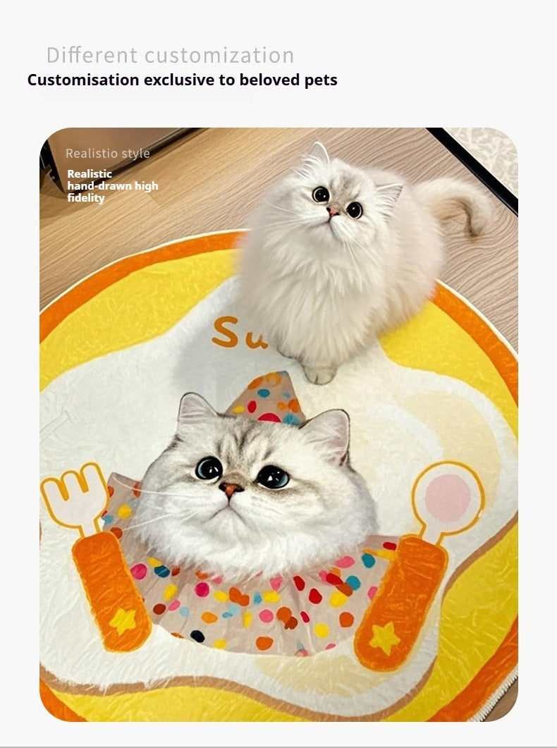 Personalised Pet Rug – Cute Round Carpet with Custom Pet Portrait, Fun and Fluffy Design for Cat & Dog Lovers