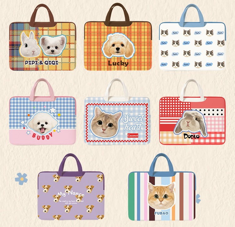 Personalised Pet Lover Laptop Sleeve with Custom Pet Illustration and Name | A Thoughtful Gift for Pet Owners, Perfect for Work, School or Travel
