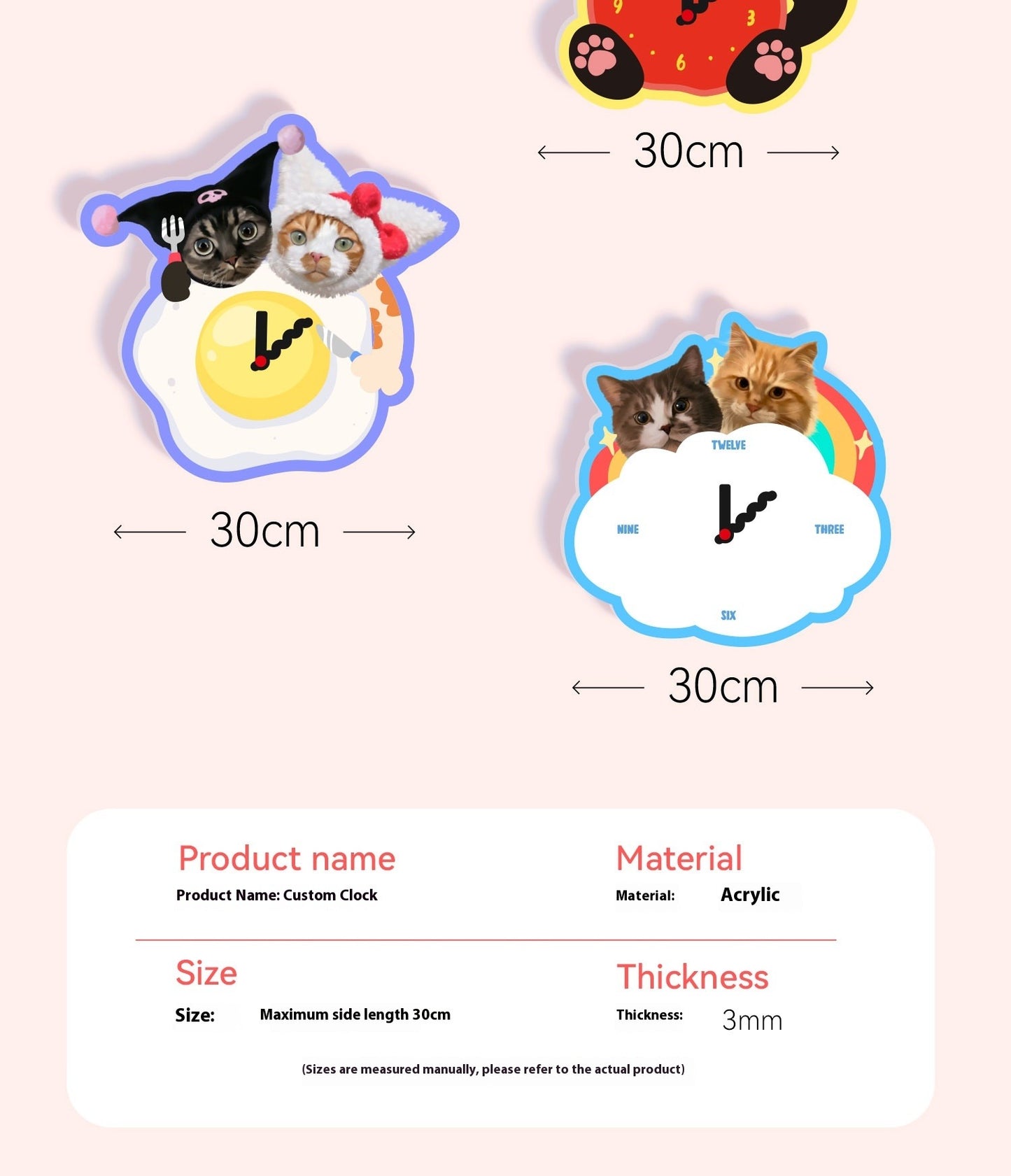 Personalised Acrylic Pet Photo Clock – Custom Cute Wall Clock with Your Cat or Dog’s Face, Perfect Gift for Pet Lovers