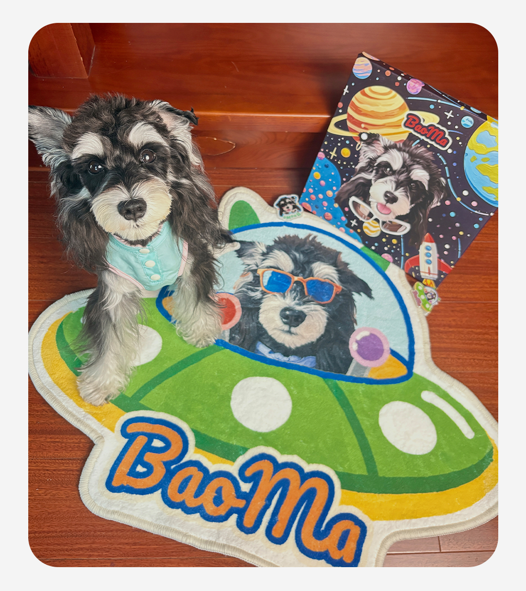Personalised Pet Portrait Floor Mat – Soft Cartoon-Style Rug with Your Pet’s Face