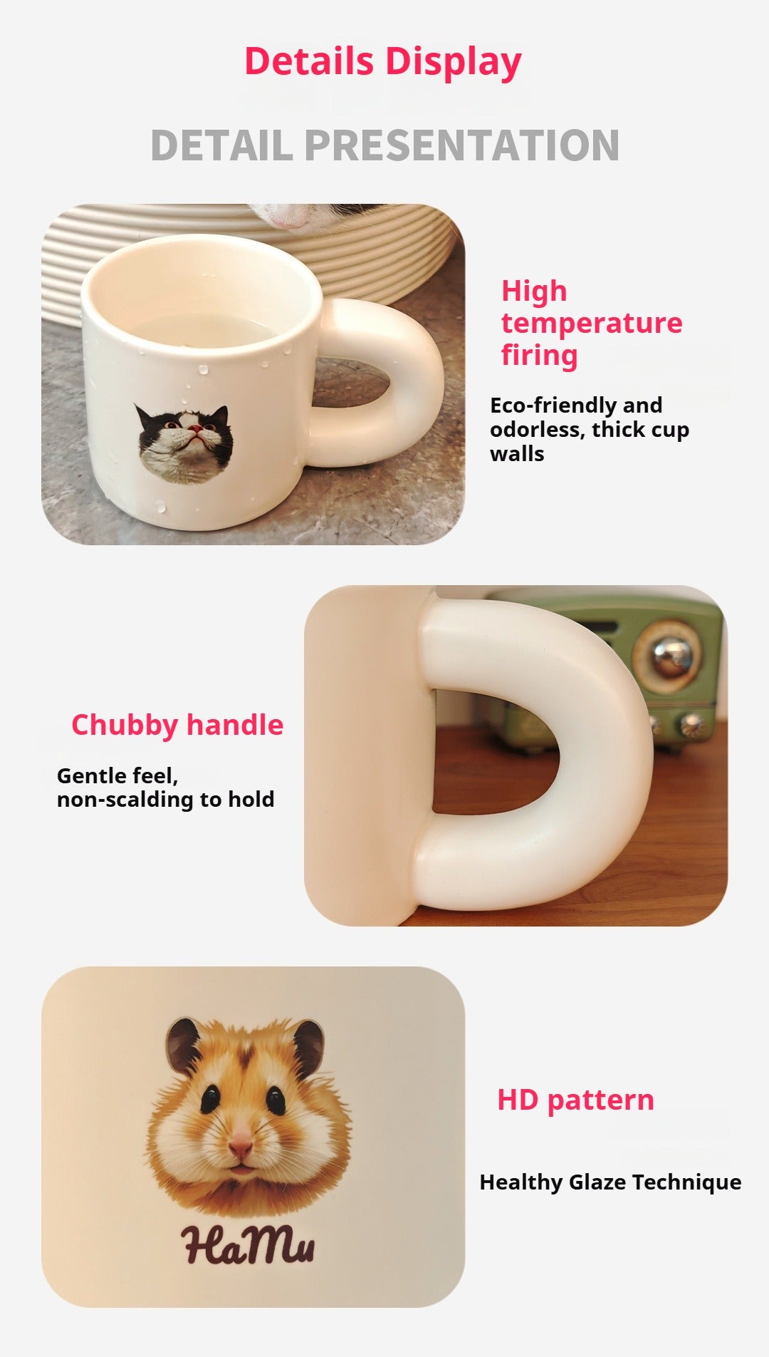 Personalised Pet Illustration Mug – Cute Custom Ceramic Cup with Dog, Cat, or Small Animal Face and Text – Great for Coffee, Tea or Cocoa