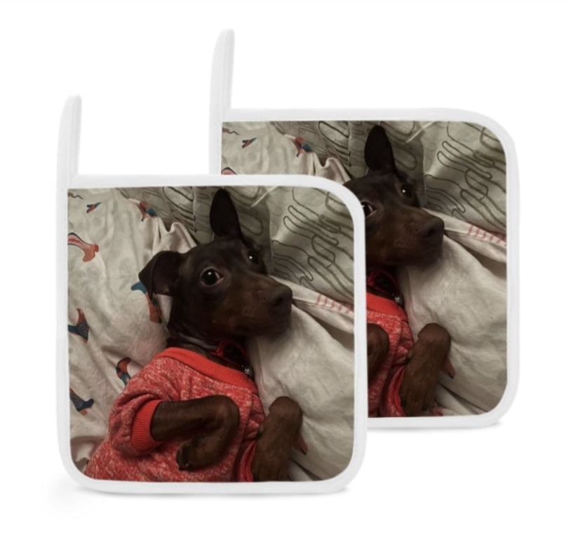 Custom Pet Pot Holders – 1 Pair of Insulated Heat Pads, Personalised with Your Pet’s Face, Perfect Gift for Dog & Cat Lovers